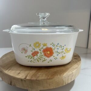 Rare! Corning Ware Wild Flower Casserole Dish A-3-B  3 Liters